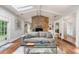 Inviting living room featuring a stone fireplace, hardwood floors, and comfortable seating at 1328 Hidden Hills Pkwy, Stone Mountain, GA 30088