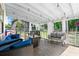 Inviting covered deck featuring comfortable seating and string lights for outdoor relaxation and entertaining at 830 The Cir, Lawrenceville, GA 30043