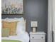 Bedroom featuring decorative pillows, a wooden headboard, and an elegant nightstand at 9 Saint Claire Ne Ln, Atlanta, GA 30324