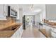 Contemporary kitchen featuring tile flooring, granite counters and modern appliances at 1406 Arden Sw Dr, Marietta, GA 30008