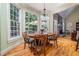 Breakfast nook with hardwood floors and large windows overlooking the backyard at 2015 Buford Dam Rd, Buford, GA 30518