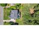 An aerial view of a home with a gray roof, green trees, and lush backyard at 2660 Brentwood Estates Ct, Cumming, GA 30041