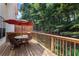 Spacious wooden deck with outdoor dining set and umbrella, perfect for entertaining and relaxation at 3733 Chattahoochee Summit Se Dr # 7, Atlanta, GA 30339