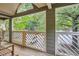 Covered porch view showcasing wooden flooring and fenced perimeter at 578 Mcgill Ne Pl # 578, Atlanta, GA 30312