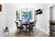 Bright dining area with view of backyard, round table, and seating for six at 10560 Haynes Bridge Rd, Alpharetta, GA 30022