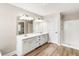 Bathroom showcasing a double vanity, shower and plenty of natural light at 424 Citronelle Dr, Woodstock, GA 30188
