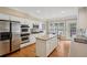 Charming kitchen with stainless steel appliances, a center island, and bright breakfast area with a backyard view at 25 Hampreston Court Ct, Johns Creek, GA 30022