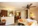 Cozy living room flows into the kitchen and features a ceiling fan for climate control at 177 Rustin Dr, Dallas, GA 30157