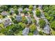 Aerial view of home with landscaped backyard, trees and green lawns at 295 Sagamore Nw Cv, Sugar Hill, GA 30518