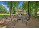 Backyard seating area with chairs surrounding a fire pit perfect for entertaining at 5055 Southland Dr, Woodstock, GA 30188