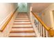 Bright staircase with light wood handrail and freshly painted white risers and stringers at 3873 Rains Ne Ct, Brookhaven, GA 30319
