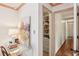 Hallway area with a closet, desk, and light walls and trim at 1054 Foreststone Sw Way, Marietta, GA 30064