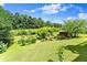 Scenic backyard featuring lush greenery, mature trees, and a charming shed at 3260 Governors Court Ct, Duluth, GA 30096