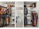 Walk-in closet with custom shelving and storage solutions and view into the bathroom at 109 Bellehaven Dr, Woodstock, GA 30188