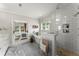 Serene bathroom featuring a walk-in shower, soaking tub, and seamless transition to the main bedroom at 109 Bellehaven Dr, Woodstock, GA 30188