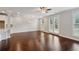 Open living room featuring hardwood floors, recessed lighting, a ceiling fan, and french doors at 2058 Glenview Park Cir, Duluth, GA 30097