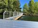 Modern metal dock with walkway extending over lake, providing access for boats or swimming at 7125 Heard Rd, Cumming, GA 30041