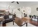Open floor plan showcases a comfortable living room connected to dining area and kitchen at 8553 Braylen Manor Dr, Douglasville, GA 30134