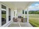 Covered patio featuring an outdoor fireplace and comfortable seating with view of backyard at 4720 Down Setting Rd, Cumming, GA 30028