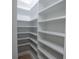 Bright pantry features white shelving, providing ample storage and organization within the home at 3207 Bold Springs Rd, Dacula, GA 30019