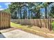 Fenced backyard with grass and patio at 429 Mountain View Ln, Woodstock, GA 30188