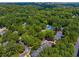 Aerial image of a dense green neighborhood with community tennis courts and a pool at 2703 Country Park Dr, Smyrna, GA 30080