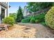 Landscaped backyard with gravel, lush greenery, and a charming dog welcome sign at 830 Club Chase Ct, Roswell, GA 30076