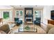 Living room featuring comfortable seating, a fireplace, and large windows showcasing the outdoor scenery at 830 Club Chase Ct, Roswell, GA 30076