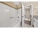 A bright bathroom with a shower and separate tub at 11 Chad Ct, Mcdonough, GA 30253