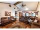 Open living area with vaulted ceiling, hardwood floors and comfortable seating at 261 Clayton Trl, Canton, GA 30114