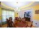 Elegant dining room with warm lighting, decorative chandelier, and stylish furniture at 574 Friars Head Dr, Suwanee, GA 30024