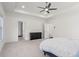 Spacious main bedroom featuring trey ceilings, ceiling fan, and neutral paint at 779 Keystone Dr, Woodstock, GA 30188