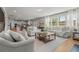 Spacious living room with hardwood floors, modern seating, and abundant natural light at 7410 Ansley View Ln, Cumming, GA 30028