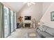 Cozy living room with a fireplace, large windows, and vaulted ceilings at 120 Ashewoode Downs Ln, Alpharetta, GA 30005