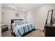 Cozy bedroom featuring neutral tones, a comfortable bed with blue accents, and plenty of natural light at 2030 Darien Park Dr, Roswell, GA 30076