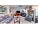 Comfortable living room with a cozy fireplace, floral sofa, and entertainment center, ideal for relaxation at 525 Clinton Dr, Temple, GA 30179