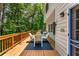 Outdoor wooden deck perfect for relaxing and entertaining with mature trees surrounding at 1950 Wenlok Ne Trl, Marietta, GA 30066