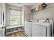 Bright laundry room with storage space and modern washer and dryer at 4275 Hunters Walk Way, Cumming, GA 30028