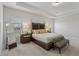 Spacious main bedroom featuring a plush bed, decorative bench, and modern accents at 35 Henson Farm Dr, Loganville, GA 30052