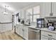 Well-lit kitchen with stainless steel appliances, white cabinets, and a modern design at 3915 Basil Sw Way, Atlanta, GA 30331