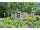 Stone entrance to River Chase community, featuring manicured landscaping and elegant lighting fixtures at 6090 River Chase Cir, Atlanta, GA 30328
