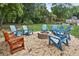A community area featuring a fire pit surrounded by Adirondack chairs at 6090 River Chase Cir, Atlanta, GA 30328
