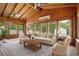 Bright and airy sunroom with wood paneled walls and ceiling, flooded with natural light at 3089 Ranlo Dr, Atlanta, GA 30340