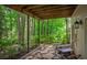Enjoy the backyard with a stone patio surrounded by lush greenery and mature trees at 4971 Fairhaven Ne Way, Roswell, GA 30075