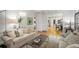 Comfortable living room leading to the kitchen with hardwood floors at 4971 Fairhaven Ne Way, Roswell, GA 30075