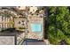 Aerial shot of a pristine pool area with lounge chairs surrounded by manicured landscaping for ultimate relaxation at 905 Juniper Ne St # 805, Atlanta, GA 30309