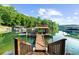 Lakefront property featuring a private dock, boat lift, and scenic views of the surrounding water at 1525 Lockridge Dr, Cumming, GA 30041