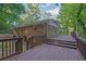 Backyard deck with wood railings and steps to yard at 2286 Capehart Ne Cir, Atlanta, GA 30345