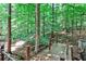 Wooden bridge leading to backyard, surrounded by dense foliage at 10575 Tuxford Dr, Alpharetta, GA 30022