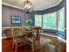 Charming dining room with bay window, hardwood floors, and stylish lighting fixture creating an inviting ambiance at 10575 Tuxford Dr, Alpharetta, GA 30022